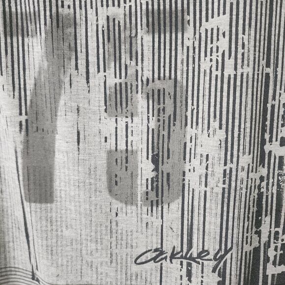 Oakley Womens Graphic 75 Relaxed Fit Scoop Neck Striped T-Shirt Grey Cotton Sz L - Picture 2 of 8